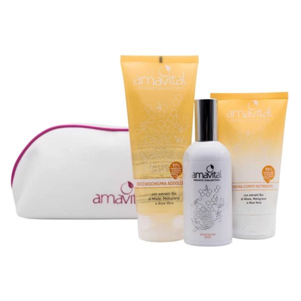AMAVITAL PRIVATE COLLECTION COFANETTO REGALO GIOIA DOCCIA + CREMA CORPO + PROFUMO + POCHETTE