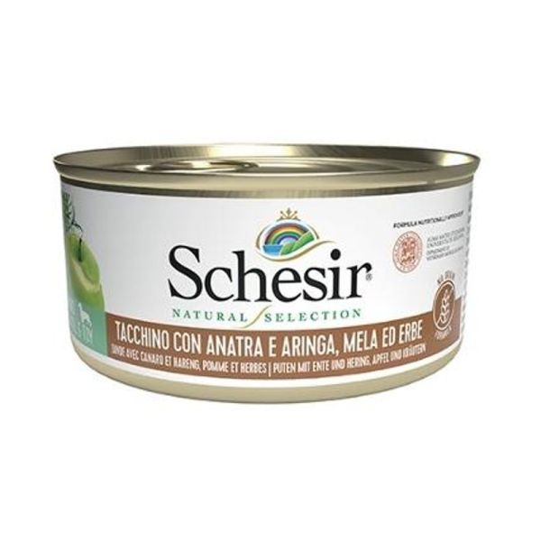 SCHESIR DOG NATURAL SELECTION TACCHINO ANATRA ARINGA 95G