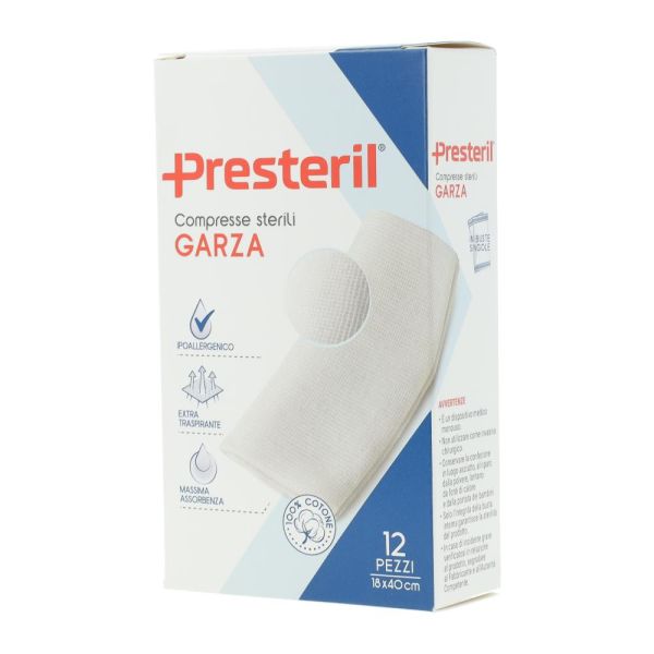 GARZA COMPRESSA MEDIPRESTERIL 12/8 FU 18X40 CM 12 PEZZI
