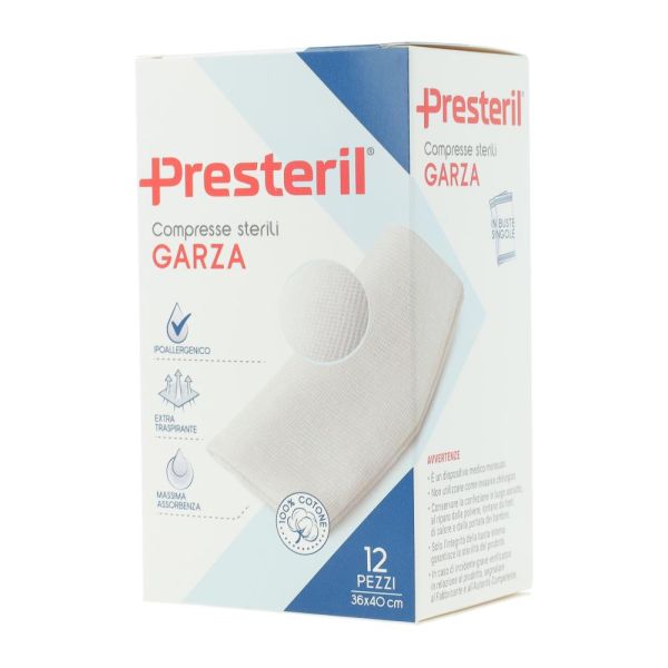 GARZA COMPRESSA MEDIPRESTERIL 12/8 FU 36X40 CM 12 PEZZI