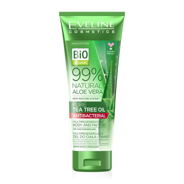 99% NATURAL GEL VISO E CORPO ALL'ALOE VERA OLIO DI TEA TREE 250ML