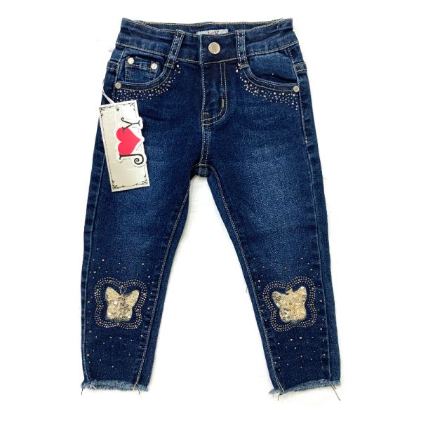 JEANS CON PAILLETTE A FARFALLINE 30-36 MESI